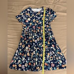 Floral Kids Dress - Navy and Multicolor